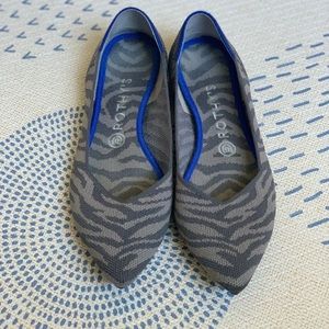 Rothys grey zebra point shoe